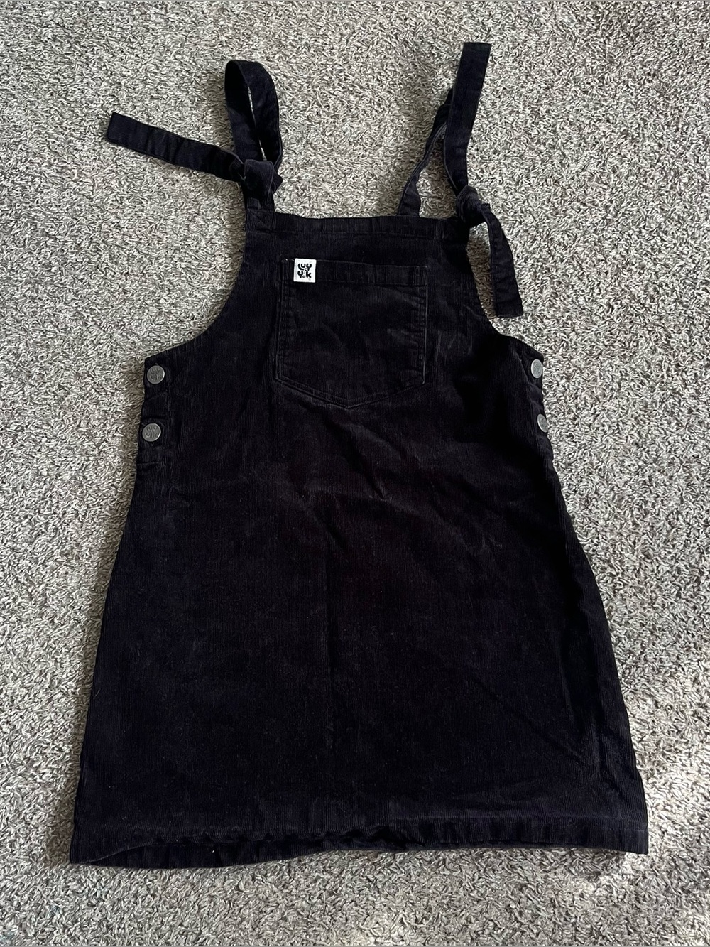Lucy & Yak Black Corduroy Overall Mini Dress Pinafore Organic Cotton Size Small